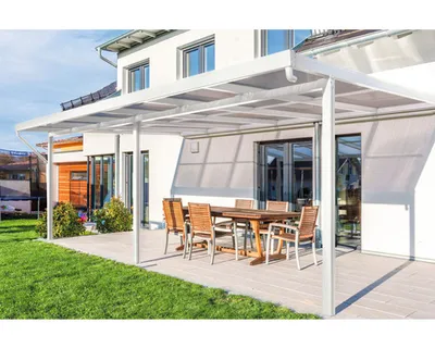 Produktbild von Terrassenüberdachung gutta Premium Polycarbonat bronze 611 x 306 cm weiß
