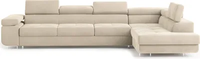 Produktbild von Masseno Ecksofa VICENTE mit Schlaffunktion L-Form, Sofa mit Bettkasten, Wohnzimmersofa, Couch, Soffa, Bettsofa, Couchgarnitur- Creme, MONOLITH 04