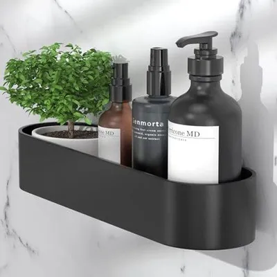 Produktbild von Ultiluxe Duschregal - Duschorganizer - Badzimmerablage - Wandregal - Bohrfrei - Selbstklebendes Design - Aluminium - Matte Schwarz