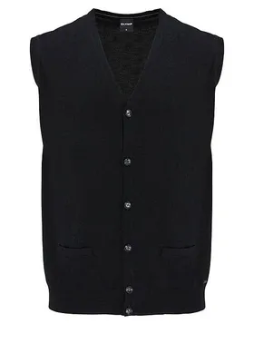 Produktbild von OLYMP modern fit mouwloos vest wol, V-hals, zwart