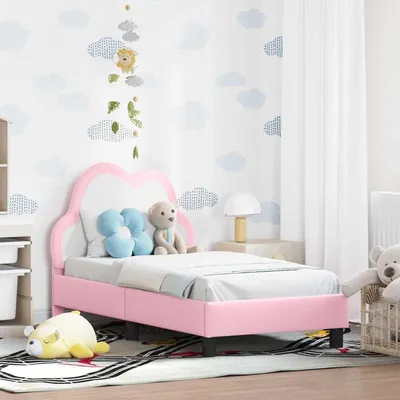 Produktbild von Kinderbettgestell mit Kopfteil in Rosa, 70 x 140 cm, PU, Möbel, Bettenzubehör, Bettengestelle