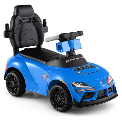 Produktbild von COSTWAY 3 in 1 Rutschauto, Kinderauto mit abnehmbarem Schiebegriff, Schutzbügel, Fußauflage&Stauraum unter dem Sitz, Schiebeauto, für Kinder 3+, Blau