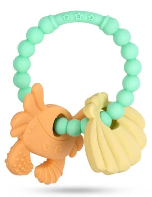Produktbild von Beißring Baby Silikon BPA-frei Grün Krabbe 3+ Monate