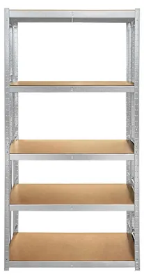 Immagine prodotto di Scaffale metallico a griglia, da posizionare a terra - altezza 180 cm - 5 ripiani - Montaggio senza viti e senza utensili - Capacità di carico 875 kg - Ideale per garage e magazzini