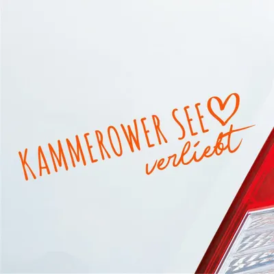 Produktbild von Auto Aufkleber Kammerower See verliebt Herz See Liebe Car 19x5 cm Orange Sticker Heckscheibenaufkleber
