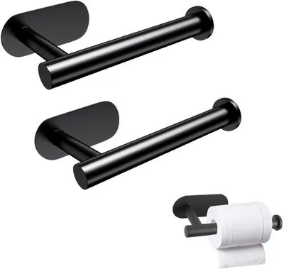 Produktbild von Zwei Stück Self-Adhesive-Toilet-Rollen-Halter aus Edelstahl, für Küche und Bad, schwarz