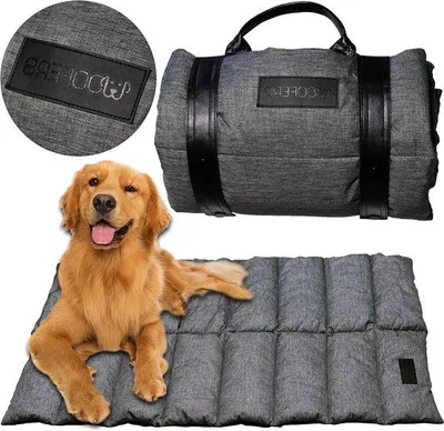 Produktbild von Hundebett für große und mittelgroße Hunde, 110 x 70 cm, wasserdicht, mit Bandbijtbeschermung und Tragegriff