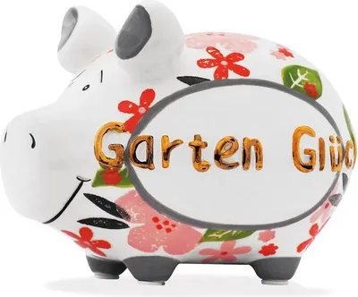 Produktbild von KCG 101654 Spardose Schwein "Gartenglück" Keramik Gold-Edition klein