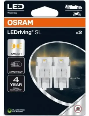 Obrázok produktu pre Osram Amber W21/5W Led 1,9W 12V Kartónová Blisterová Balenie X2 Ks
