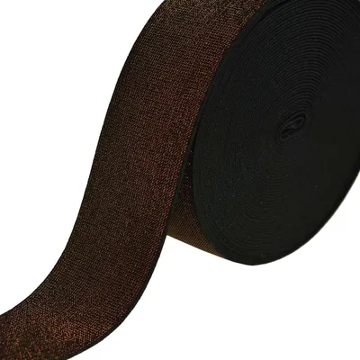 10m edles Glitzer-Gummiband elastisches Glitzerband schwarz braun 50mm