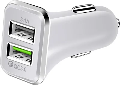 Immagine prodotto di SOONTEC Caricabatteria da auto (bianco) Adattatore di ricarica rapida da auto a USB 3.1 A/ USB per accendisigari Caricabatteria da auto 2x USB PD Quick Charge 3.0 per iPhone 15 / 14 / 13 / 12 / 11 / Pro / Pro Max / Mini / Galaxy S20 / S21