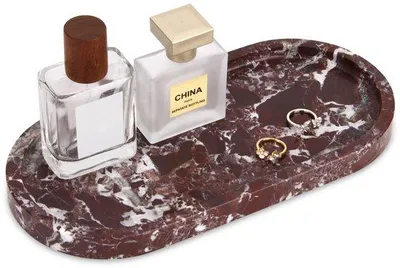 Produktbild von Famanu Servierplatte Oval aus natürlichem Marmor, Rosso Lepanto, 25 x 12 x 2 cm