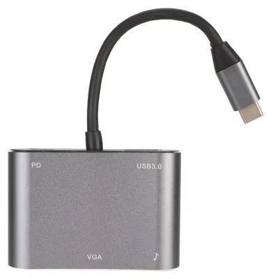 Obrázok produktu pre 5-v-1 dokovacia stanica typu C na VGA 4K HD multimediálny rozhranie 3,5 mm USB3.0 87 W PD hliníková zliatina pre telefónne počítače