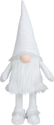 Produktbild von Wackelnder LED Wichtel 46cm (63cm) Weihnachten Deko Figur leuchtet Gnom weiß