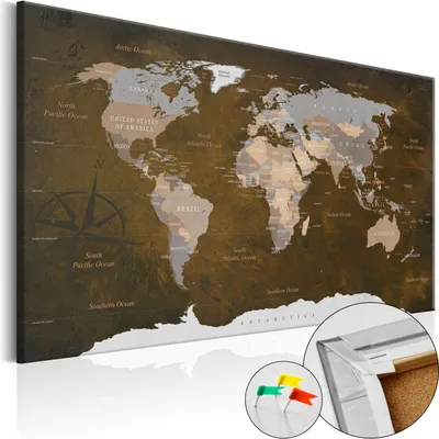 Produktbild von Vliesstoff Korkbild - Cinnamon Travels 90x60 cm Karten k-A-0086-p-c