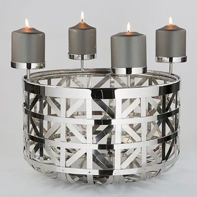Produktbild von Fink JORIS, Kranz, Windlicht ohne Glas, Edelstahl , silberfarben, L. 41 cm, B. 41 cm, H. 25 cm, D. 41 cm Höhe: 25.00 cm Breite: 41.00 cm Tiefe: 41.00cm Durchmesser: 41.00 cm 158013
