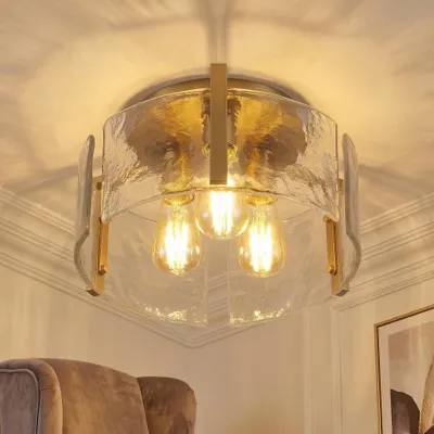 Zdjęcie produktu dla 38 cm lampa sufitowa złota 3-punktowa kryształowa lampa sufitowa E27 nowoczesne oświetlenie sufitowe do salonu sypialni przedpokoju restauracji hotelu sklepu kawiarni