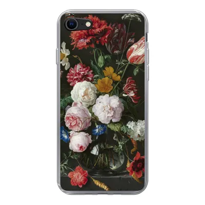 Produktbild von MuchoWow® Handyhülle Schutzhülle Hülle für iPhone 8 Stilleben mit Blumen in einer Glasvase - Gemälde von Jan Davidsz. de Heem Silikon Softcase Handy Hülle - Schutzhaube