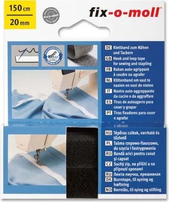 Produktbild von Klettband fix-o-moll zum Nähen 150cm x 20mm schwarz