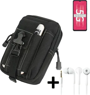 Produktbild von K-S-Trade Gürteltache + Kopfhörer kompatibel mit ZTE Blade 20 5G Gürtel Tasche Holster Schutz Hülle Handy Hülle  schwarz inkl. Extrafächer