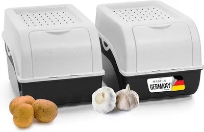 Produktbild von Kartonnen Obst- und Gemüsebehälter - stapelbar - 2 Stück - weiß - 5 Liter