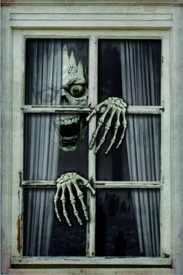 Produktbild von Unheimliche Totenkopf mit Händen als Fensterdekoration