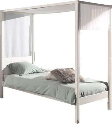 Produktbild von Himmelbett Katerína 208x98x191 Einzelbett Massivholz Weiß