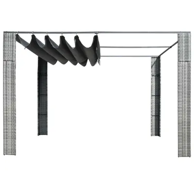 Image de vidaXL Pavillon avec toit Poly Rattan 300x300x220 cm Gris et Anthracite