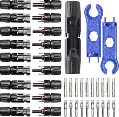 Produktbild von 10 paar Solarstecker mit 2 Werkzeug, Männlich/Weiblich Solarpanel Stecker IP67 Wasserdicht, PV Stecker Kompatibel mit 6mm²-4mm² Solarkabel, Stecker Solaranlage Schwarz