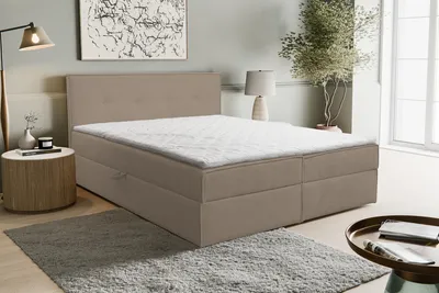 Produktbild von VENASI CALIDO Boxspringbett 180x200 mit 2 Bettkästen und TOPPER H2/H3 Matratze BRAUN Aragon 14