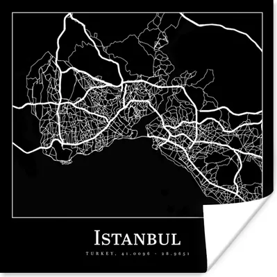 Produktbild von MuchoWow® Poster Stadtplan - Istanbul - Karte 50x50 cm - Wohnzimmerdekoration