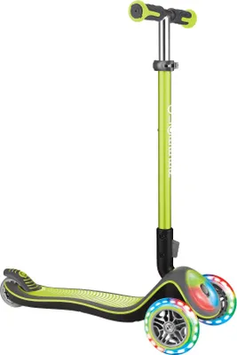 Produktbild von GLOBBER ELITE DELUXE FL – Tretroller, 120/80 mm, ABEC 5, 3-rädrig, höhenverstellbar, LED-Rollen, Leuchtdeck, lime grün