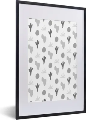 Produktbild von MuchoWow® Gerahmtes Poster Hintergrund - Pflanzen - Schwarz - Weiß 40x60 cm - Poster mit Schwarzem Bilderrahmen Wandposter Rahmen Foto Bilder - Poster in Rahmen