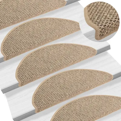 Obrázek produktu pro The Living Store Samolepicí rohože na schody Sisal 15 ks 65x21x4cm Tmavě béžová