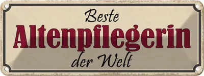 Produktbild von vianmo Blechschild 10x27 cm beste Altenpflegerin der Welt Beruf Arbeit