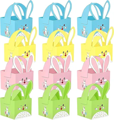 Obrázok produktu pre Papiereové vajíčka, 12 kusov, farebné, s motívom zajačikov, vhodné pre deti