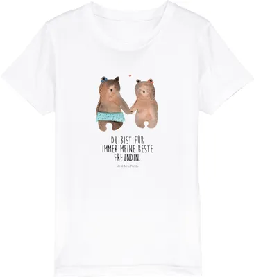 Produktbild von Mr. & Mrs. Panda Organic Kinder T-Shirt Bär Freundin 5-6 Jahre (110/116) - Weiß - Geschenk, Mädchen, Teenager, Öko, Kindershirt, Baumwollshirt, Teddy, Kleinkinder