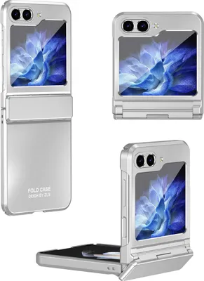 Immagine prodotto di Custodia per Samsung Galaxy Z Flip 6 / Z Flip 7 FE Custodia protettiva in PC rigido elettroplaccato con protezione della cerniera Argento
