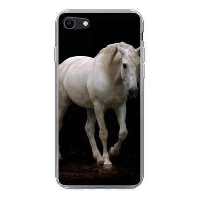 Produktbild von MuchoWow® Handyhülle Schutzhülle Hülle für iPhone SE 2020 Pferde - Nutztiere - Schwarz Silikon Softcase Handy Hülle - Kartenbesitzer