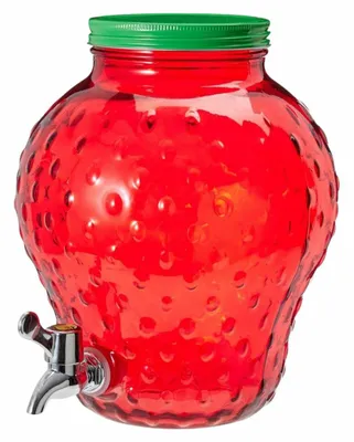 Image de HOWHOMELY | Distributeur d'eau - Distributeur de boissons - 4 L - rouge - Distributeur de jus - En forme de fraise - Décoratif