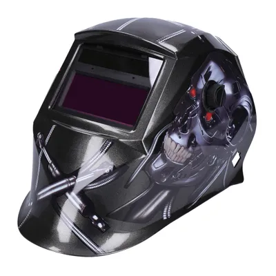 Obrázok produktu pre Automatická solárna zváračská prilba s UV ochranou, automatickým stmievaním, ohňovzdorná, rýchlym prepínaním - dizajn: Terminator 2