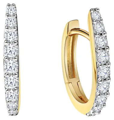 Produktbild von Fascination by Ellen K. Klappcreolen 585/- Gold 1,5cm mehrfarbig Zirkonia weiß 371310476-1