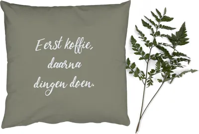 Produktbild von MuchoWow® Zierkissen Sofakissen Wohnzimmer Dekokissen 40x40 cm Sprichwörter - Erst der Kaffee, dann die Arbeit - Zitate - Kaffee - Foto Kissen - Schlafzimmer Dekoration