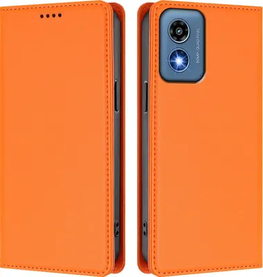 Obrázek produktu pro Kožené pouzdro pro Motorola Moto G 5G 2024, magnetické flipové pouzdro zPolyuretankůže se stojánkem Oranžová