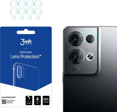 Produktbild von 3mk Hybridglas Lens Protection für Oppo Reno 8 Pro Kamera Objektiv Kameralinse 0,16mm 6H (4 Stück)