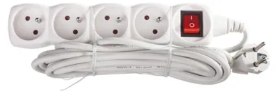 Productafbeelding van Emos 1902140500, Schuko, Wit, 4 stopcontacten, 5 meter, 250 V, 10 A