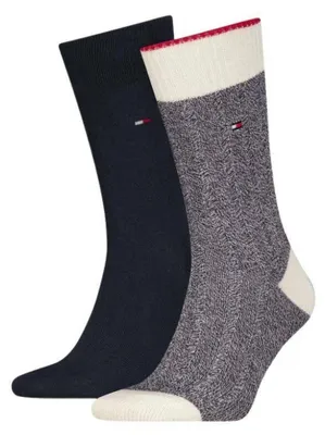 Obrázok produktu pre Tommy Hilfiger – ponožky pre mužov (balenie po 2 páry) NA1120 (44,5 EU – 47 EU) (námornícka modrá/modrá/biela)