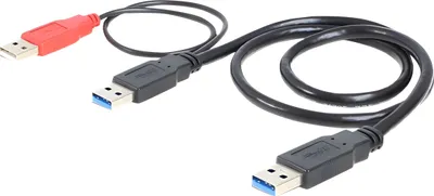 Zdjęcie produktu dla DeLOCK 82908, 0,6 m, 2 x USB A, USB A, USB 3.2 Gen 1 (3.1 Gen 1), Męska/Męska, Czarny