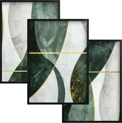 Immagine prodotto di Poster da parete con astrazione verde oro per il soggiorno