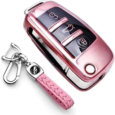 Obrázek produktu pro Kožené pouzdro na klíče od auta s 3 knoflíky pro Audi.